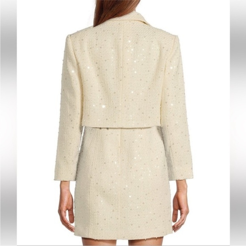 Antonio Melani Rita Sequin Tweed Elegant Cream Women's Jacket - Picture 2 of 4